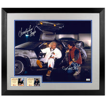 Load image into Gallery viewer, Michael J. Fox, Christopher Lloyd Autographed Back to the Future Marty McFly, Doc Brown DeLorean 16x20 Photo