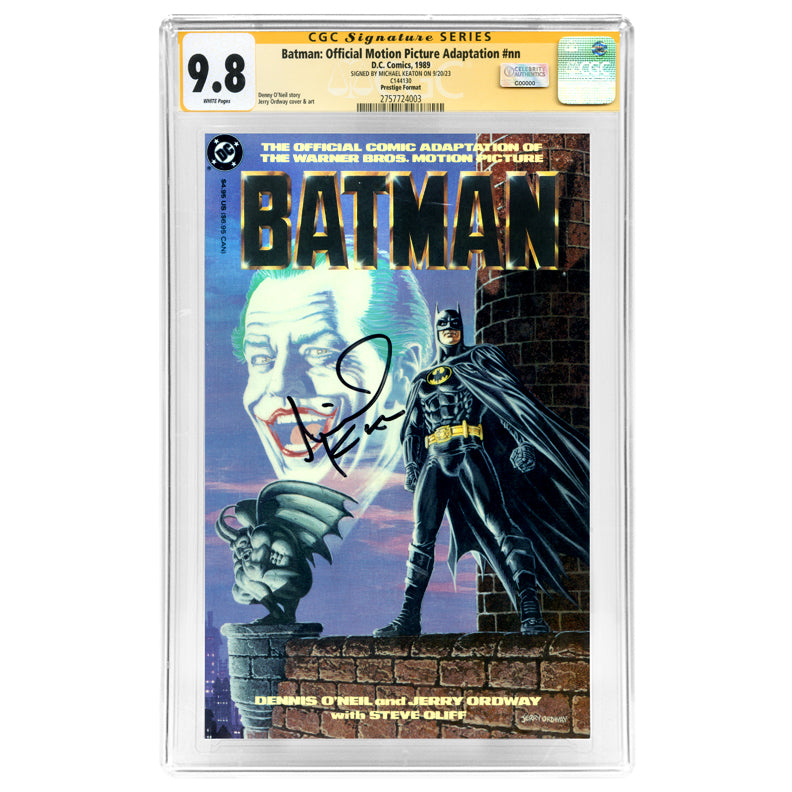 Michael Keaton Autographed 1989 Batman Official Motion Picture Adaptation #nn Prestige Format CGC SS 9.8