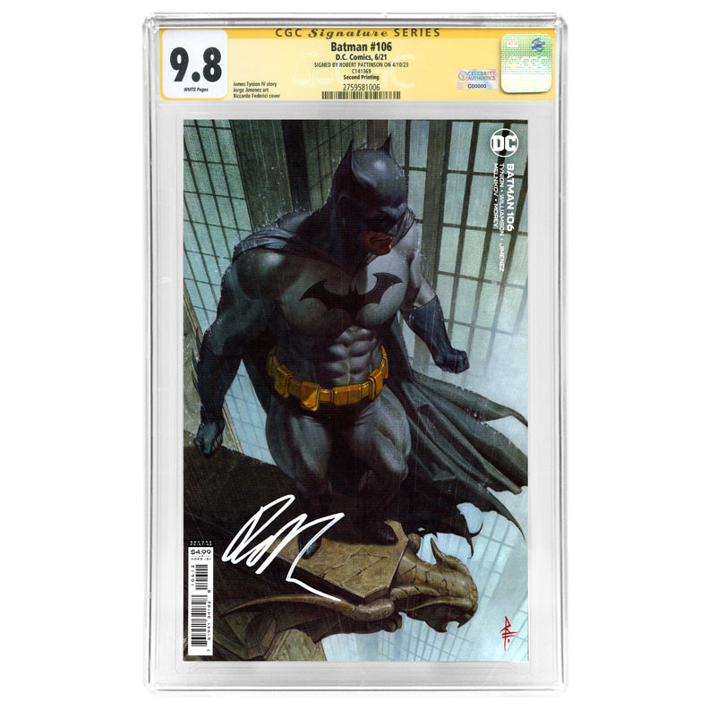 Robert Pattinson Autographed 2021 Batman #106 Riccardo Federici 2nd Print Cover CGC SS 9.8