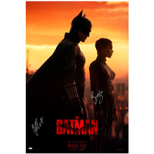 Load image into Gallery viewer, Robert Pattinson, Zoe Kravitz Autographed 2022 The Batman Gotham's Finest Original 27x40 Double-Sided Advance Movie Poster