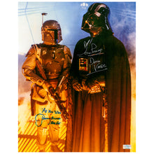 Load image into Gallery viewer, David Prowse and Jeremy Bulloch Autographed Star Wars Darth Vader and Boba Fett Carbon Freezing Chamber 11x14 Photo