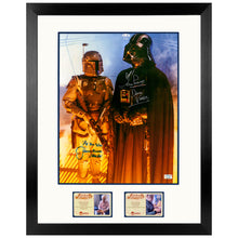 Load image into Gallery viewer, David Prowse and Jeremy Bulloch Autographed Star Wars Darth Vader and Boba Fett Carbon Freezing Chamber 11x14 Photo