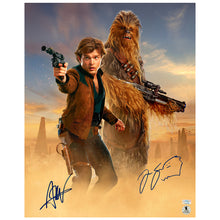 Load image into Gallery viewer, Alden Ehrenreich, Joonas Suotamo Autographed Solo A Star Wars Story Han Solo and Chewbacca 16x20 Photo