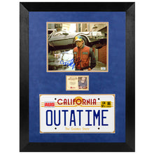 Load image into Gallery viewer, Michael J. Fox Autographed Back to the Future Marty McFly 8x10 Photo With OUTATIME License Plate Framed Display