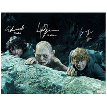 Load image into Gallery viewer, Elijah Wood, Sean Astin, Andy Serkis Autographed Lord of the Rings 11x14 Scene Photo