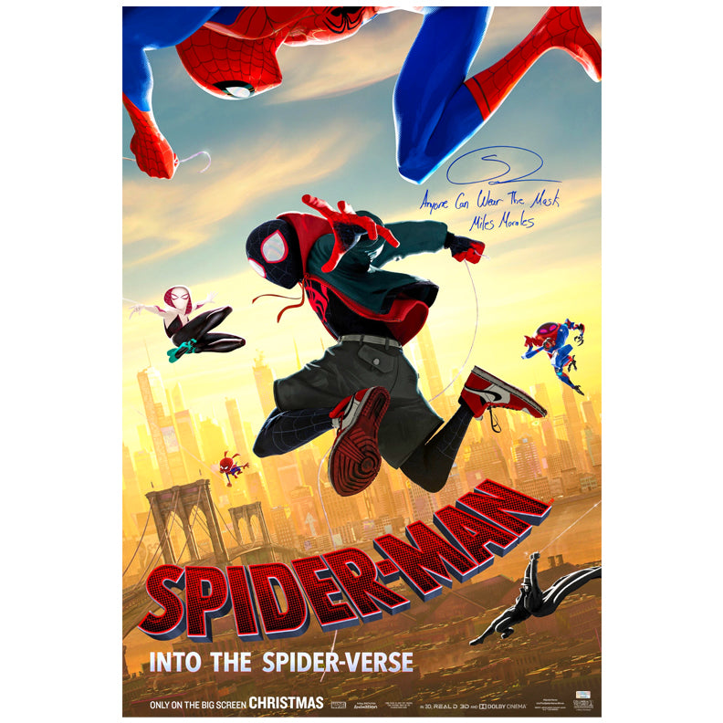 Shameik Moore Autographed Spider-Man Into The Spider-Verse Double Sided Original 27x40 Movie Poster with Special Inscription
