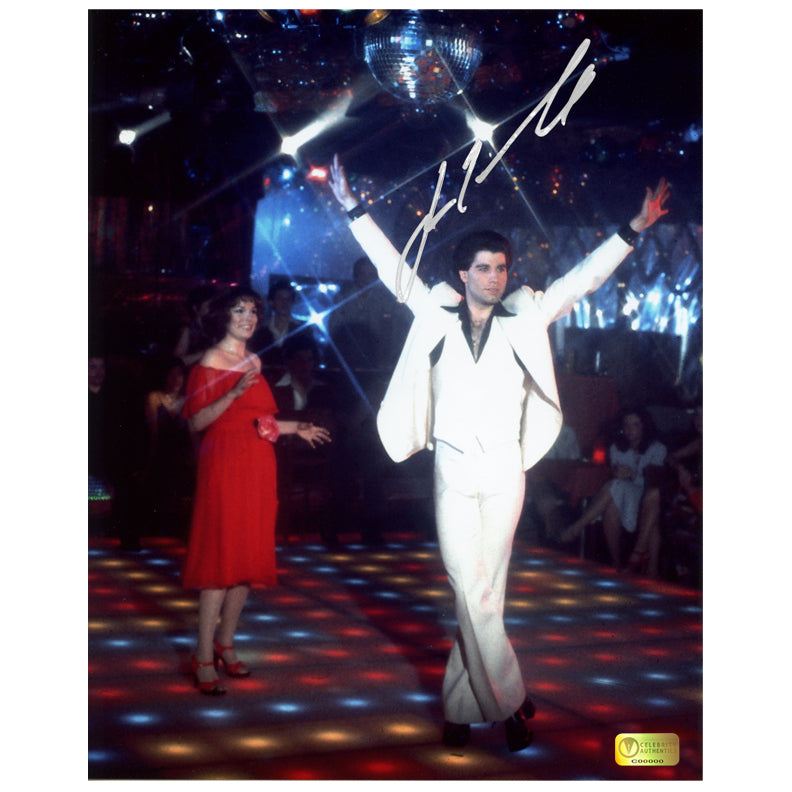 John Travolta Autographed Classic Saturday Night Fever Pose 8x10 Photo