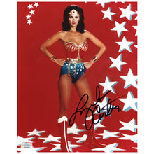 Load image into Gallery viewer, Lynda Carter Autographed 1976 Wonder Woman Fearless Hero 8x10 Photo