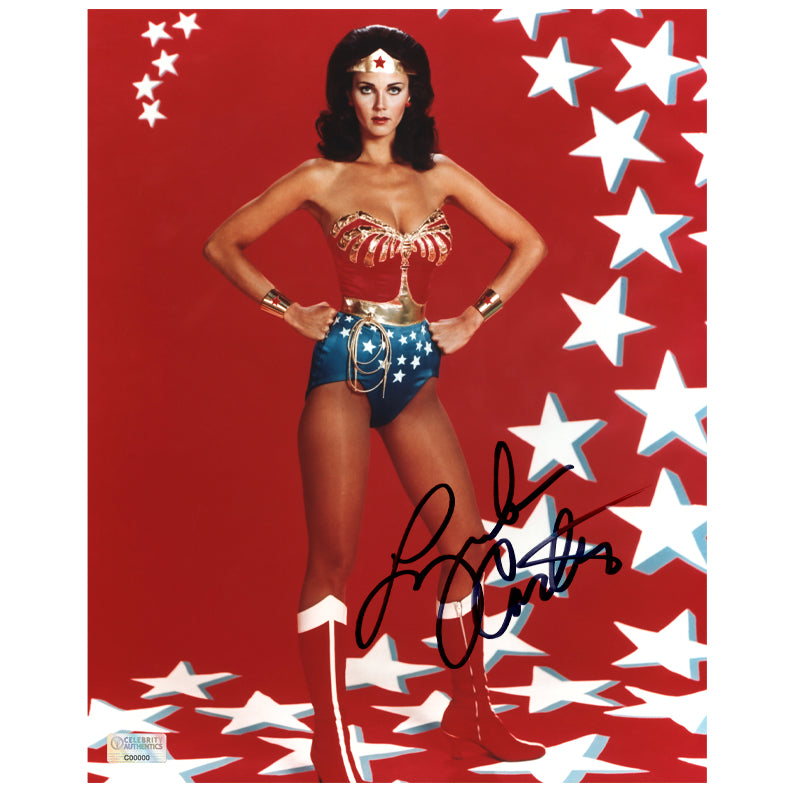 Lynda Carter Autographed 1976 Wonder Woman Fearless Hero 8x10 Photo