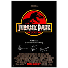 Load image into Gallery viewer, Laura Dern, Jeff Goldblum, Sam Neill Autographed 1993 Jurassic Park 27x39 Movie Poster