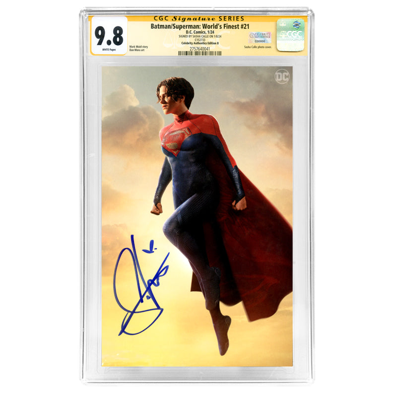 Sasha Calle Autographed 2023 Batman Superman World's Finest #21 Supergirl Photo Variant Cover CGC SS 9.8