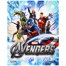 Load image into Gallery viewer, Stan Lee, Chris Evans, Hemsworth, Ruffalo Avengers Cast Autographed 16x20 Photo