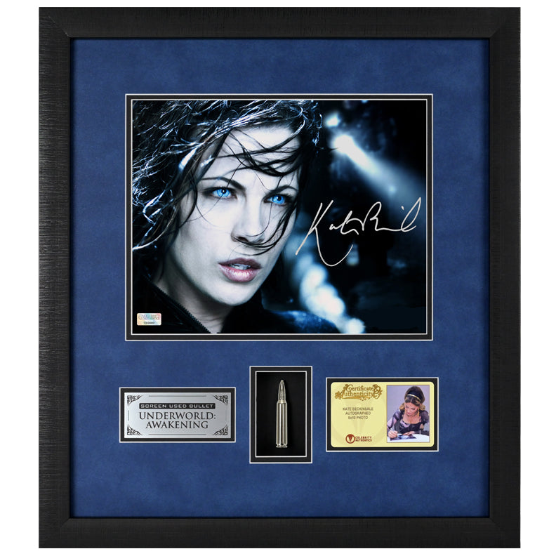 Kate Beckinsale Autographed Underworld: Awakening 8x10 Framed Photo with Screen Used 5.56 Nickel Bullet and Beckinsale Signed Letter of Authenticity