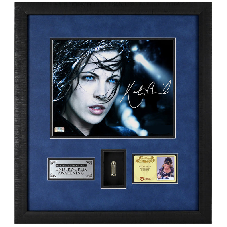 Kate Beckinsale Autographed Underworld: Awakening 8x10 Framed Photo with Screen Used .45 Nickel Bullet and Beckinsale Signed Letter of Authenticity