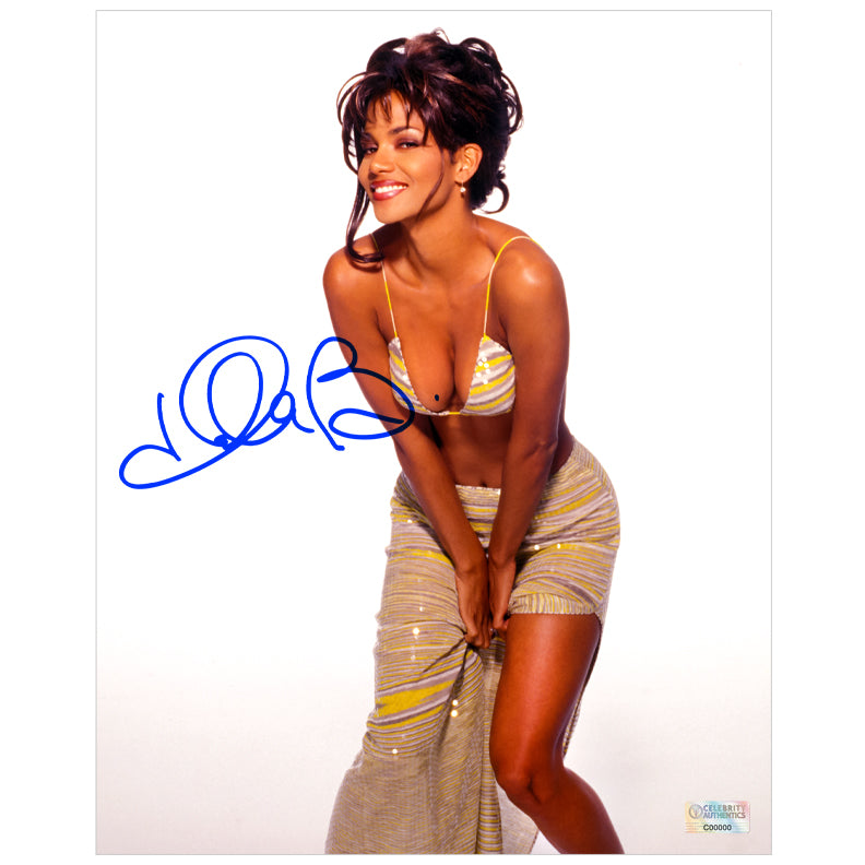 Halle Berry Autographed Stripes 8x10 Studio Photo