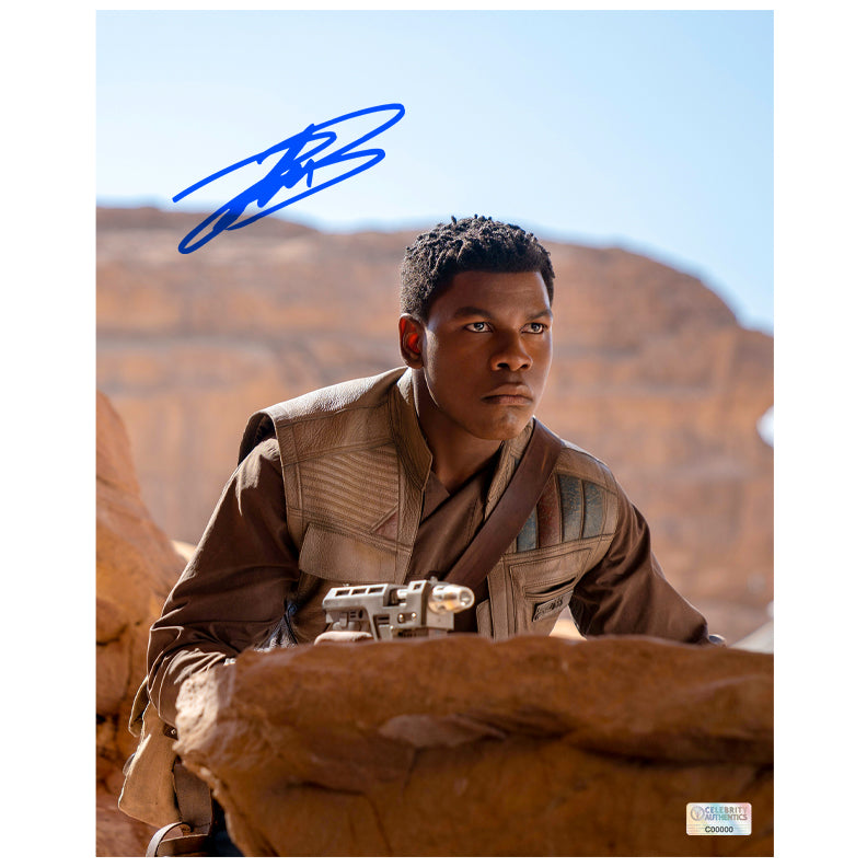 John Boyega Autographed 2019 Star Wars The Rise of Skywalker Finn Lokout 8x10 Photo
