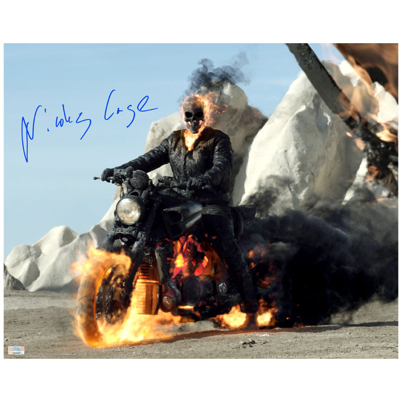 Nicolas Cage Autographed 2011 Ghost Rider Spirit of Vengeance 16x20 Scene Photo
