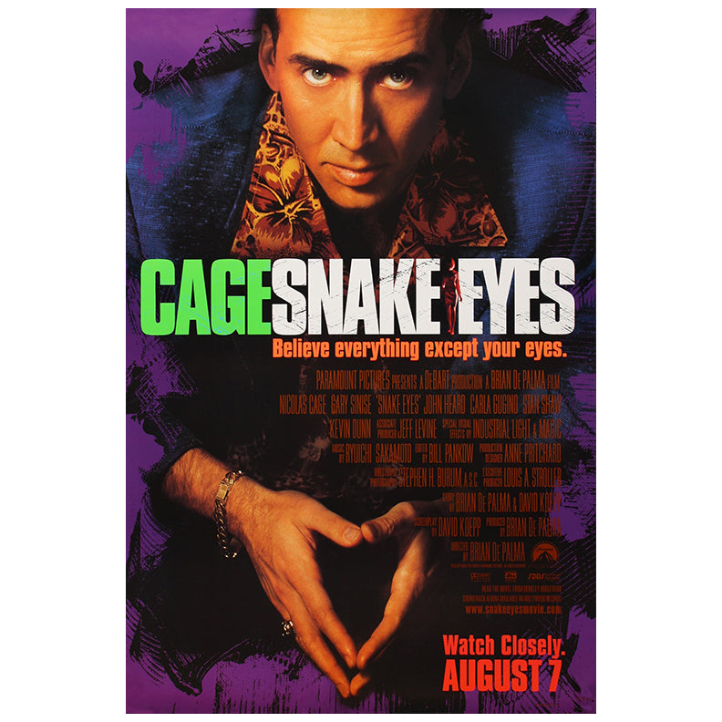 Nicolas Cage Autographed 1998 Snake Eyes 16x24 Movie Poster Pre-Order