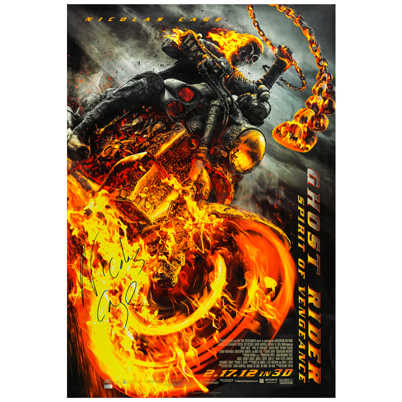 Nicolas Cage Autographed 2011 Ghost Rider Spirit of Vengeance Original 27x40 Double-Sided Movie Poster