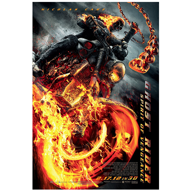 Nicolas Cage Autographed 2011 Ghost Rider Spirit of Vengeance Original 27x40 Double-Sided Movie Poster Pre-Order