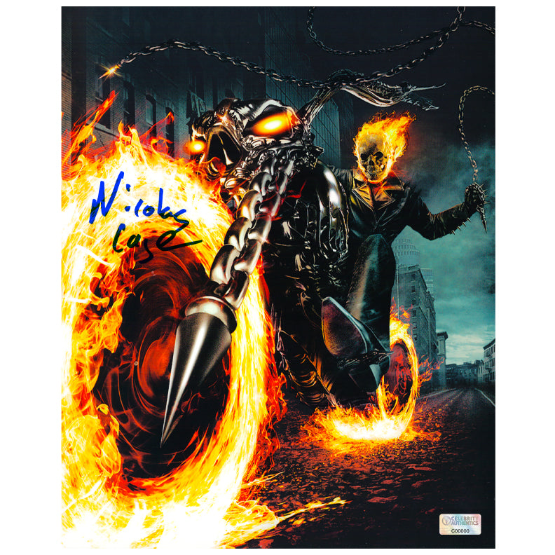 Nicolas Cage Autographed 2007 Ghost Rider Johnny on Fire 8x10 Photo