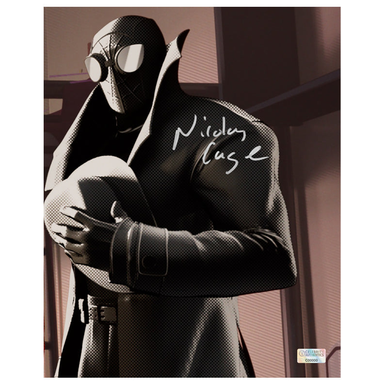 Nicolas Cage Autographed 2018 Spider-Man Into The Spider-Verse Noir 8x10 Scene Photo