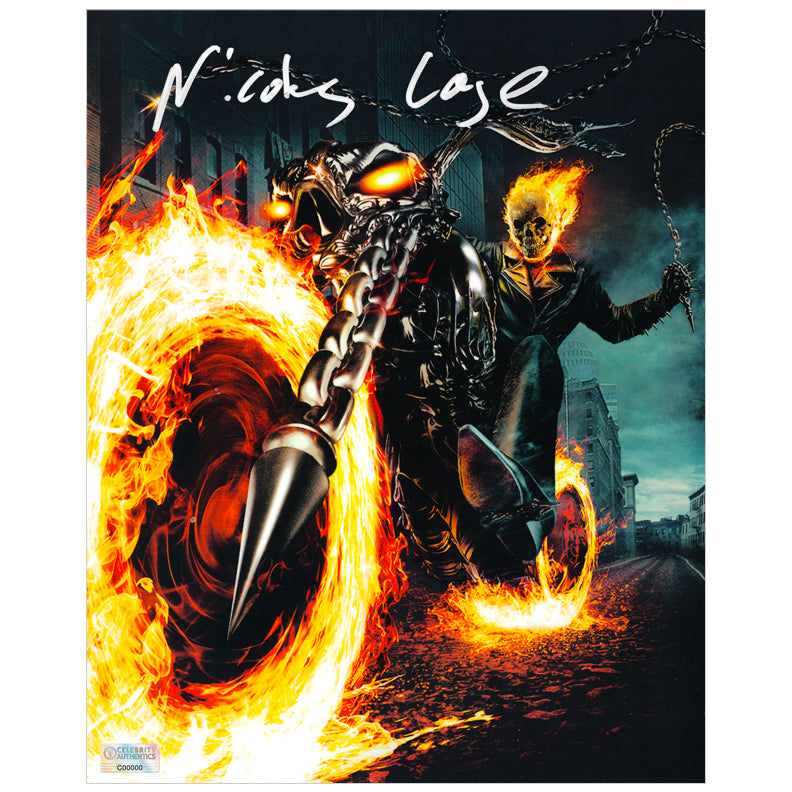 Nicolas Cage Autographed 2007 Ghost Rider Johnny on Fire 8x10 Photo