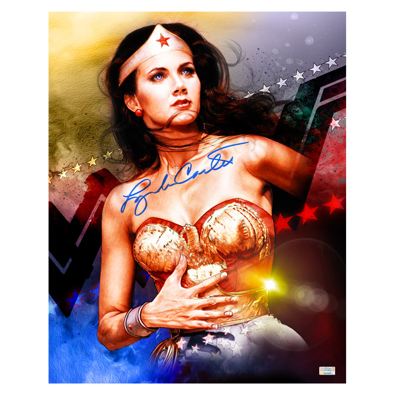 Lynda Carter Autographed 1976 Wonder Woman Corbyn Kern Illustrated 16x20 Photo