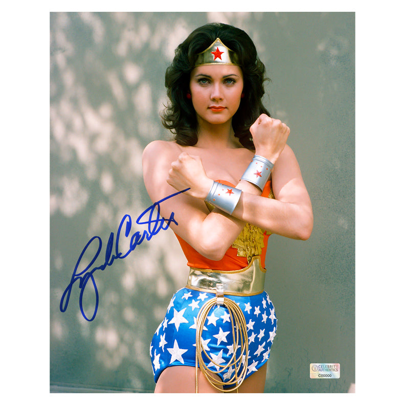 Lynda Carter Autographed 1975 Wonder Woman Defender 8x10 Photo