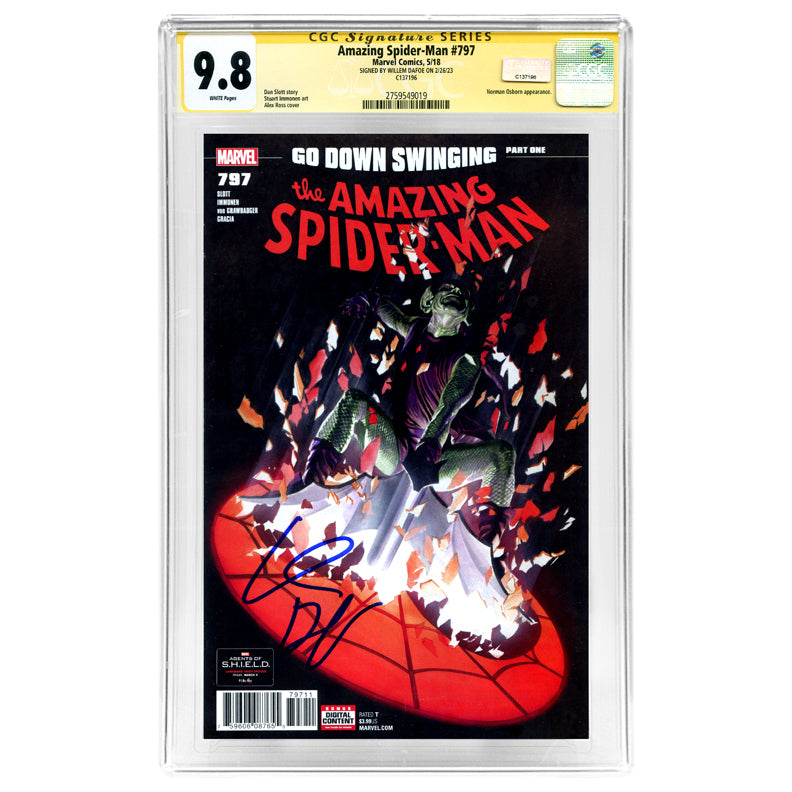 Willem Dafoe Autographed 2018 Amazing Spider-Man #797 Alex Ross Green Goblin Cover CGC SS 9.8