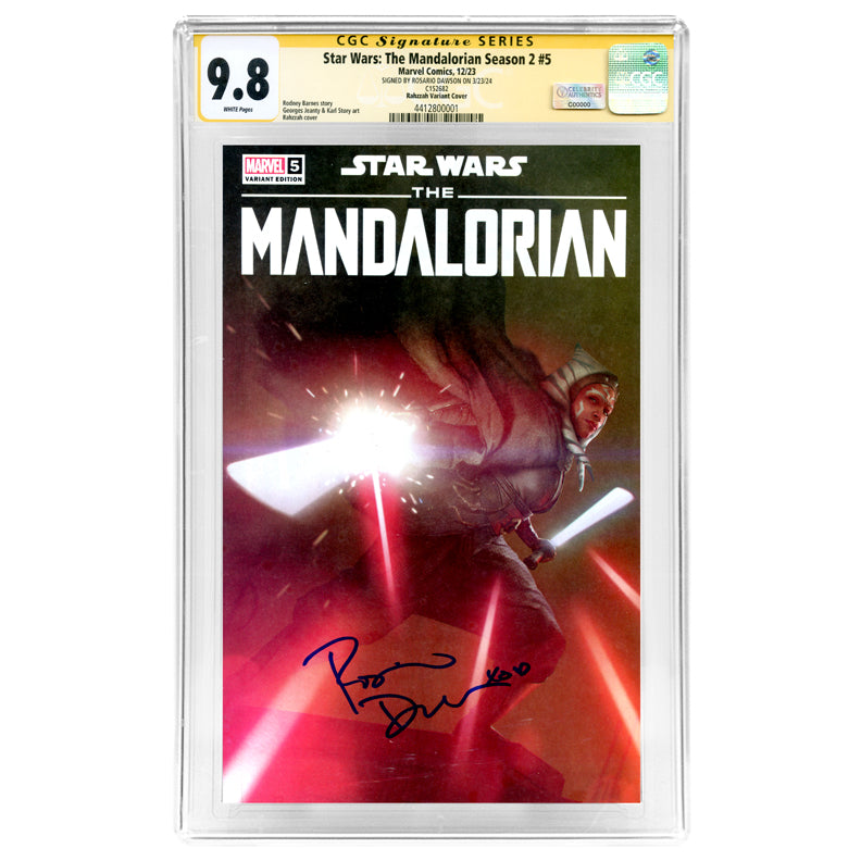 Rosario Dawson 2023 Autographed Star Wars The Mandalorian Seaon 2 #5 Rahzzah Cover CGC SS 9.8