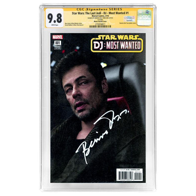 Benicio Del Toro Autographed Star Wars: The Last Jedi -DJ - Most Wanted #1 Movie Variant Cover CGC SS 9.8