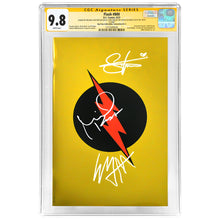 Load image into Gallery viewer, Michael Keaton, Ezra Miller, Sasha Calle Autographed 2023 Flash #800 Gold Foil Variant CGC SS 9.8