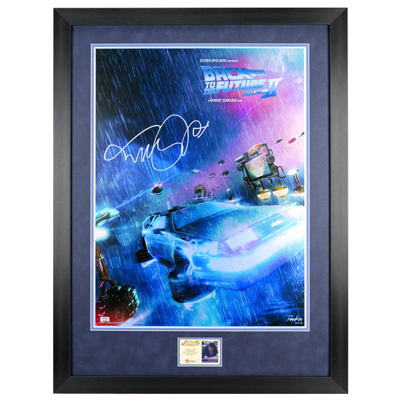 Michael J. Fox Autographed Back to the Future Part II 18X24 Oliver Rankin Framed Giclee
