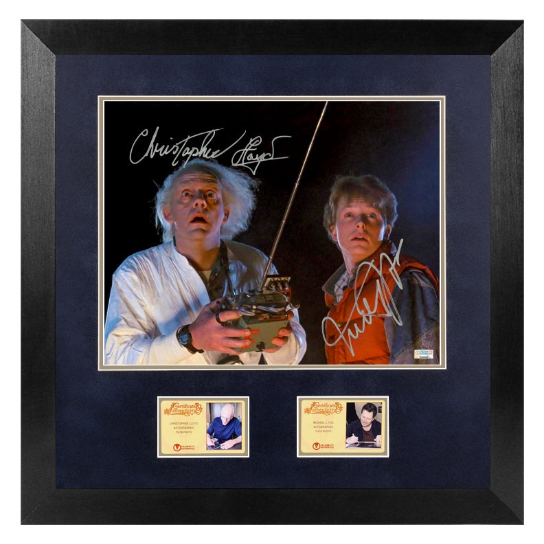 Michael J. Fox, Christopher Lloyd Autographed Back to the Future Marty  McFly, Doc Brown Controls 11x14 Photo