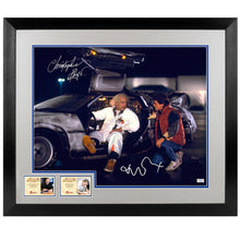 Load image into Gallery viewer, Michael J. Fox, Christopher Lloyd Autographed Back to the Future Time Machine 16x20 Photo