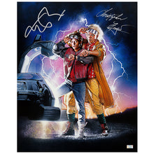 Load image into Gallery viewer, Michael J. Fox, Christopher Lloyd Autographed Back to the Future II Time Travelers 16x20 Photo