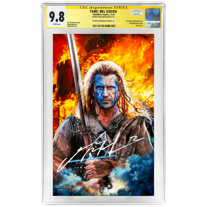 Mel Gibson and Greg Horn Autographed 2024 Braveheart Foil Virgin Variant CGC SS 9.8