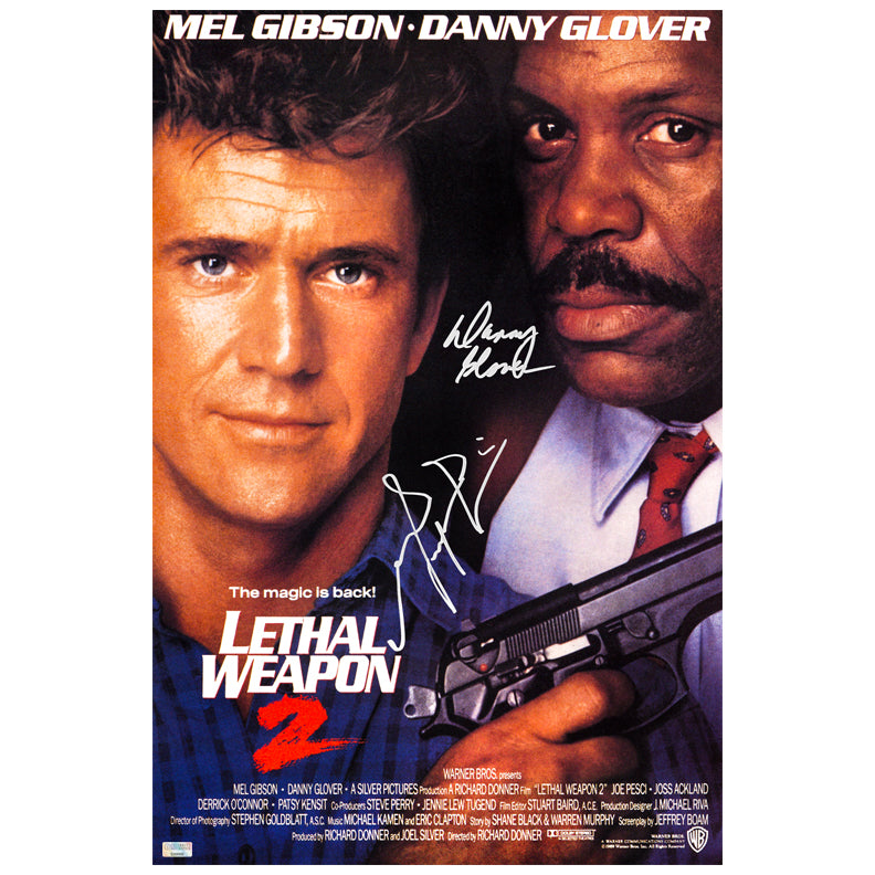 Mel Gibson Danny Glover Autographed 1989 Lethal Weapon II 16x24 Movie Poster