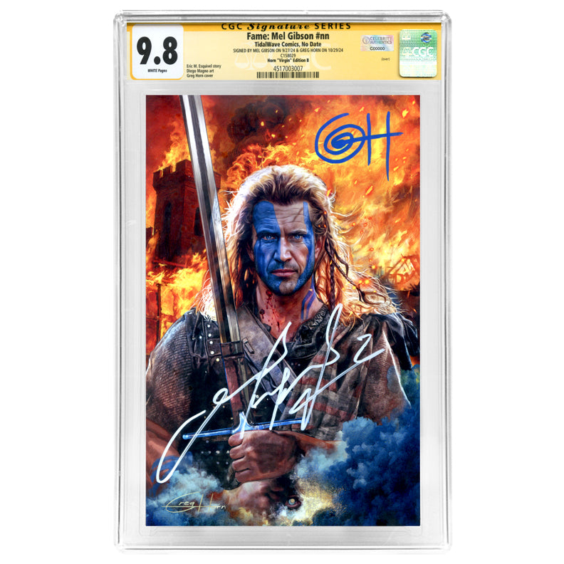 Mel Gibson, Greg Horn Autographed 2024 Braveheart Virgin Cover Variant CGC SS 9.8