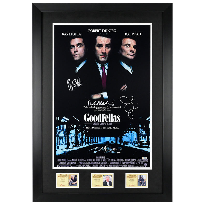 Joe Pesci, Robert De Niro, Ray Liotta Autographed 1990 Goodfellas 16x24 Framed Poster
