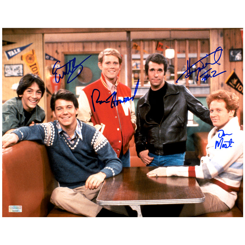 Ron Howard, Henry Winkler, Anson Williams, Don Most Cast Autographed Happy Days 11x14 Photo