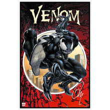 Load image into Gallery viewer, Tom Hardy Autographed Venom #1 16x24 Red Variant Fine Art Giclee Print by Clayton Crain