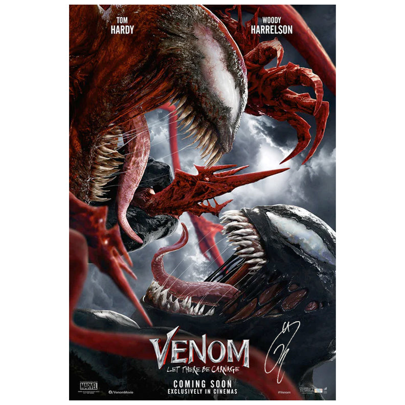 Tom Hardy Autographed 2021 Venom: Let There Be Carnage Original 27x40 Double-Sided Advance B Movie Poster