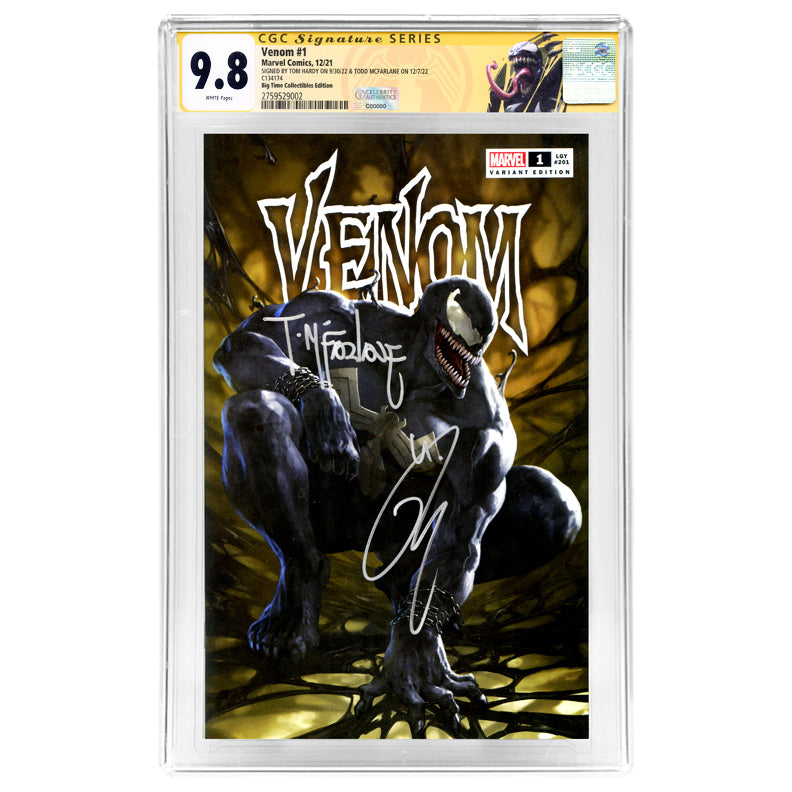Tom Hardy, Todd McFarlane Autographed 2021 Venom #1 Big Time Collectibles Edition CGC SS 9.8 (mint)