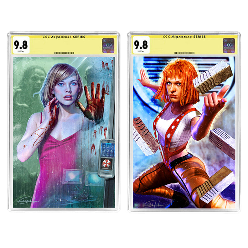 Milla Jovovich, Greg Horn Autographed 2024 Resident Evil and Fifth Element Metal Set CGC SS 9.8 Pre-Order