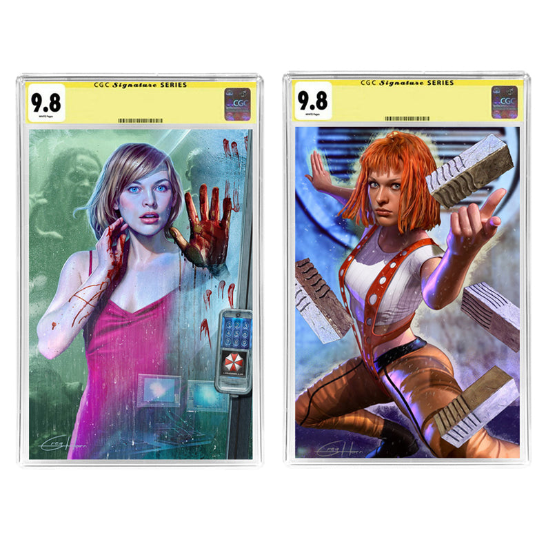 Milla Jovovich, Greg Horn Autographed 2024 Resident Evil and Fifth Element Standard Set CGC SS 9.8 Pre-Order