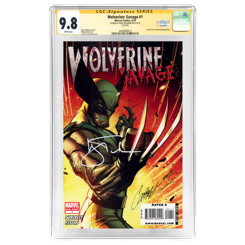 Hugh Jackman Autographed 2010 Wolverine Savage #1 J. Scott Campbell Cover CGC SS 9.8