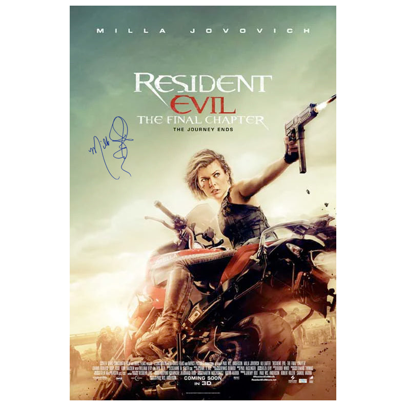 Milla Jovovich Autographed 2016 Resident Evil: The Final Chapter The Journey Ends 27x40 Double-Sided Original Movie Poster