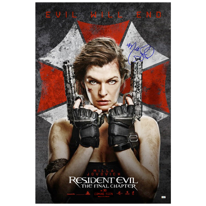 Milla Jovovich Autographed 2016 Resident Evil: The Final Chapter Umbrella Corp 27x40 Double-Sided Original Movie Poster